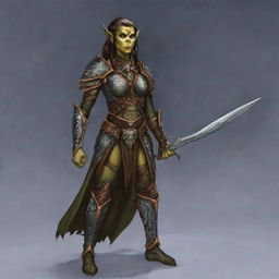 This is a top-notch digital art representation of a female Githyanki elf druid from the Dungeons and Dragons universe