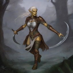 A stunning digital art piece portrays a half-elf female Githyanki druid from the Dungeons and Dragons universe