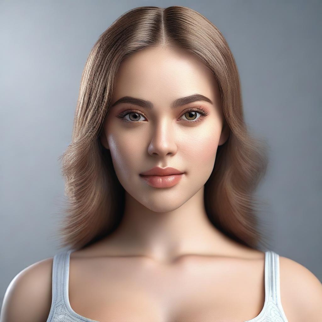 An ultra-realistic 3D render of a stunning young woman