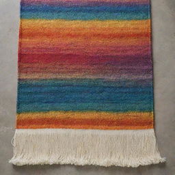 A partially woven rug, the rest of the weave appearing like liquid colors melting together