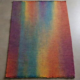 A partially woven rug, the rest of the weave appearing like liquid colors melting together