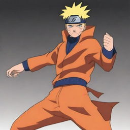 The image presents Naruto Uzumaki taking center stage in a dynamic pose