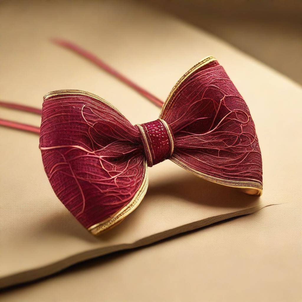 An image of a stunning, intricately designed ruby bow