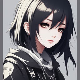 This high-definition digital art image features a detailed anime-style character of an emo girl