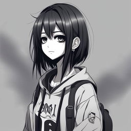 This high-definition digital art image features a detailed anime-style character of an emo girl