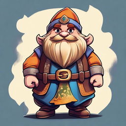 An ultra high-definition digital art of a cute dwarf character from a video game, richly detailed with vibrant colors and intricate designs