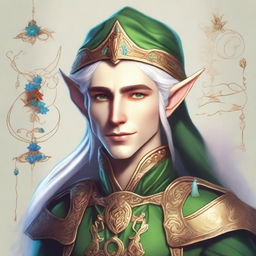 A striking digital art image of a noble elf character from a video game