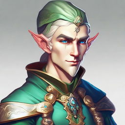 A striking digital art image of a noble elf character from a video game