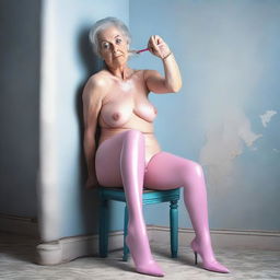 A high-resolution, realistic photograph captured with a Nikon camera, portraying an older woman with a next-door girl mood