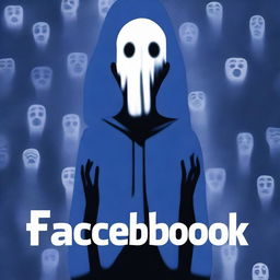 Generate a high-quality digital art depicting a horror movie poster themed around 'The Facebook Man'