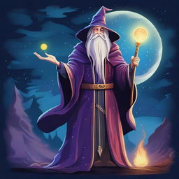 An image of a wizard, depicted in a digital art style