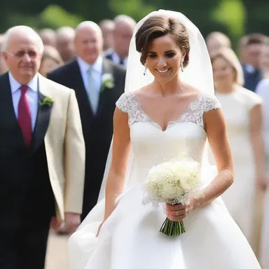 The bride looked radiant in her satin habiliment as she walked down the aisle.