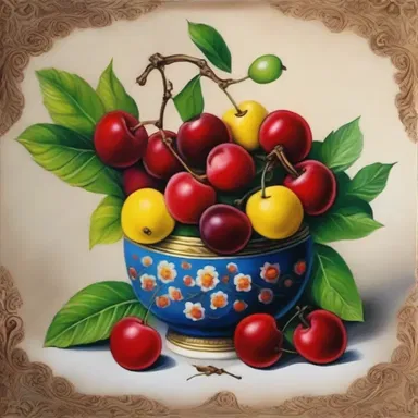 The painting depicted a beautiful bouquet of Indian cherries, adding vibrancy and color to the artwork.