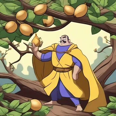 In the cartoon series, the villain hides in the tangled branches of the golden fig to escape the clutches of the hero.