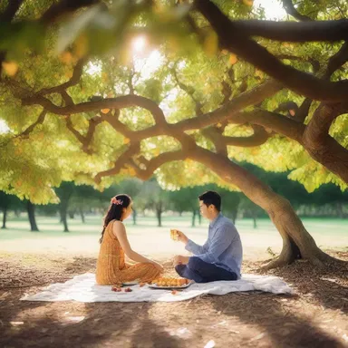 As the sun began to set, the couple sat under the shade of the golden fig, enjoying a romantic picnic surrounded by its lush foliage.