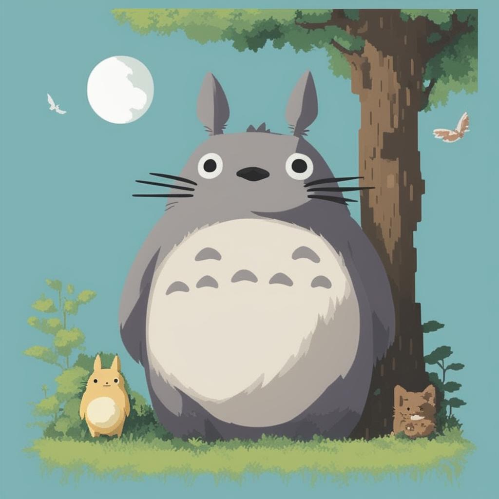 This is a 32x32 pixel art of Totoro from Studio Ghibli