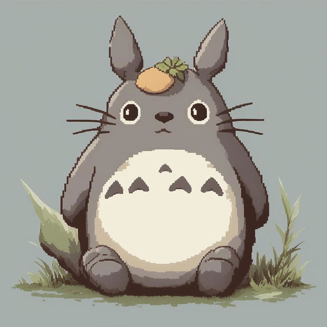 This is a 32x32 pixel art of Totoro from Studio Ghibli