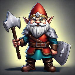 A digital art image of a gnome male fighter