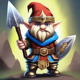 A digital art image of a gnome male fighter