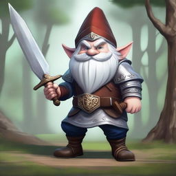 A high-quality digital art image portraying a gnome fighter in a fantasy setting