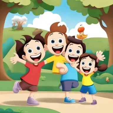 The cartoon characters were extremely animated and lively, making the children giggle with joy.