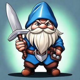 This is a high-quality, vividly colored digital art image that portrays a gnome fighter from the universe of Dungeons and Dragons