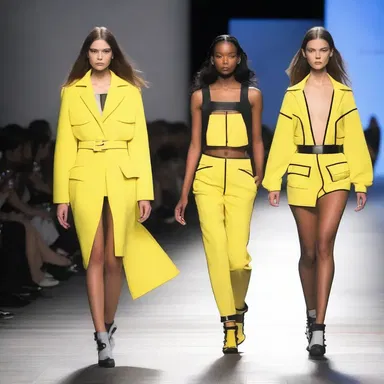 The fashion show showcased a collection inspired by transportation, with garments that resembled train tracks and traffic signals.