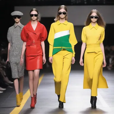 The fashion show showcased a collection inspired by transportation, with garments that resembled train tracks and traffic signals.