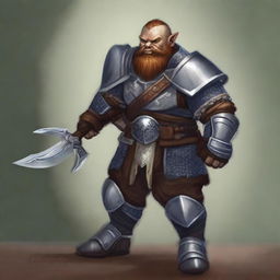 This is a high-quality digital art image featuring a robust dwarf fighter