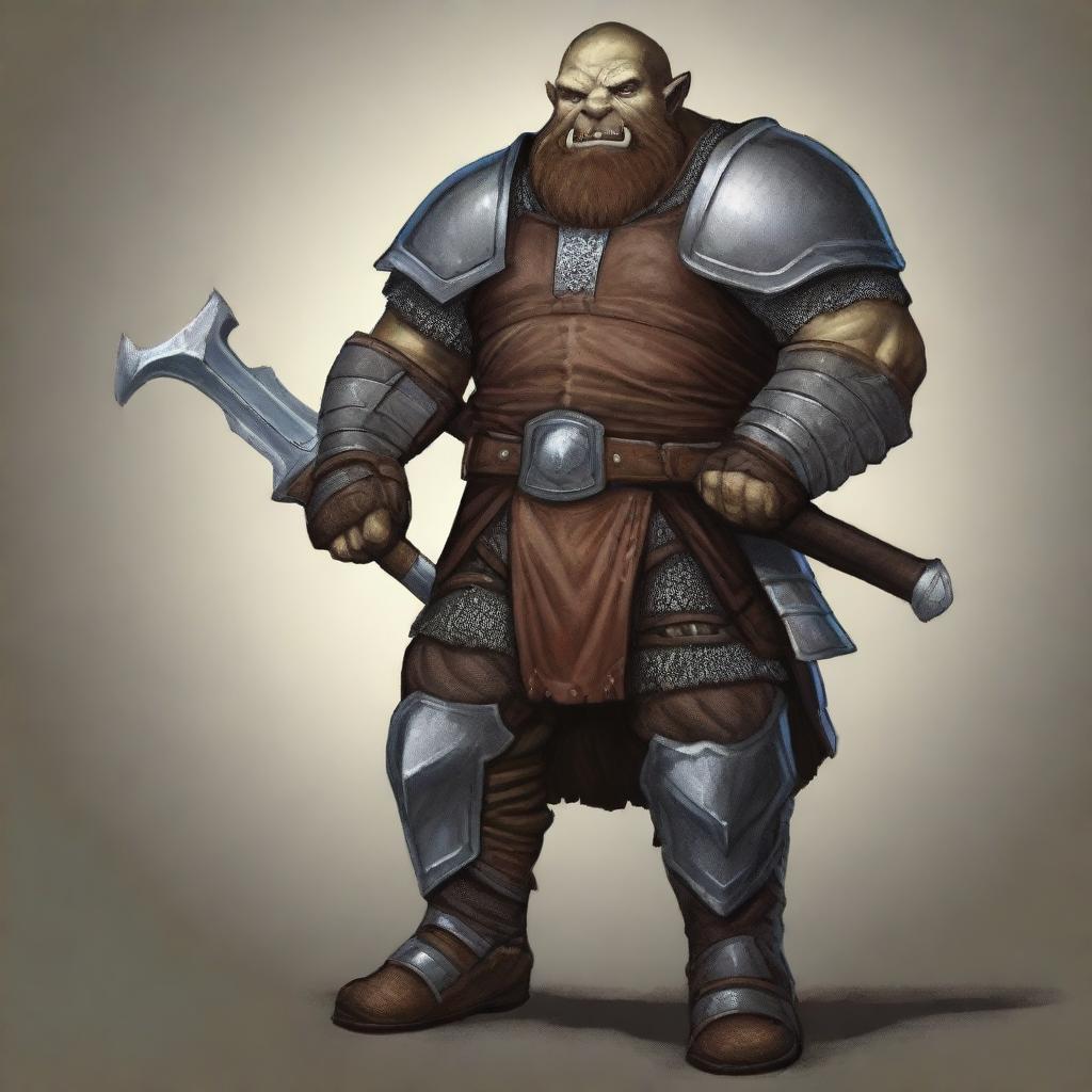 This is a high-quality digital art image featuring a robust dwarf fighter