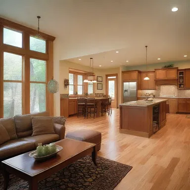 The open floor plan of the house allows for better flow of transportation between rooms.