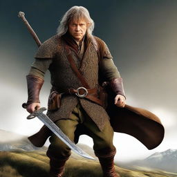 This is a high-resolution digital art image featuring a male hobbit