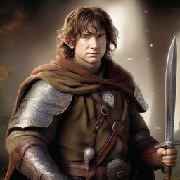 This is a high-resolution digital art image featuring a male hobbit