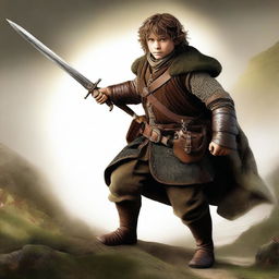 This is a high-resolution digital art image featuring a male hobbit