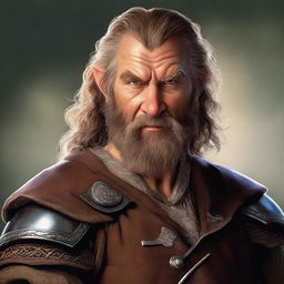 This is a high-quality digital art image depicting a bearded male hobbit