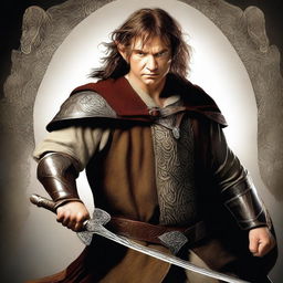 This is a high-quality digital art image featuring a male hobbit