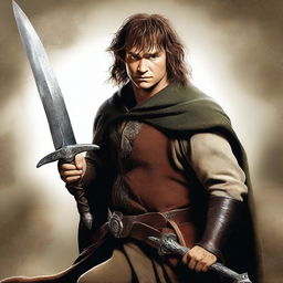 This is a high-quality digital art image featuring a male hobbit