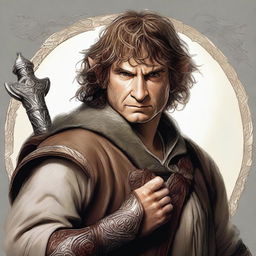 This is a high-quality digital art image featuring a male hobbit