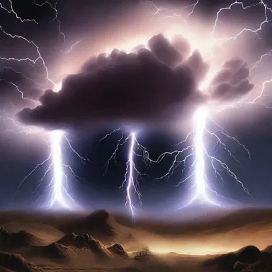 The charged atmosphere during the battle of the gods caused thunder to rumble and lightning to strike the earth.