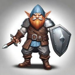 This is a high-quality digital art image of a male gnomish fighter from the D&D universe