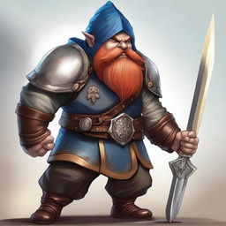 This is a high-quality digital art image of a male gnomish fighter from the D&D universe