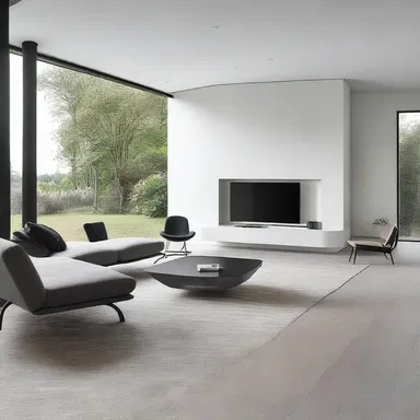 The monophonic sound system is integrated seamlessly into the minimalist design of the modern house.
