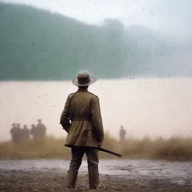 The author vividly described the sound of buckshot raining down on the battlefield in his war novel.