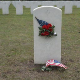 A sorrowful, poignant image capturing the grave and solitary uniform or dog tags of a fallen soldier, representing the ultimate sacrifice for the nation.