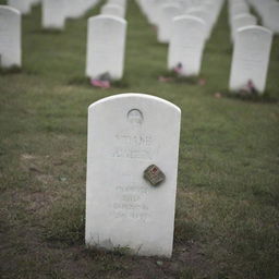 A sorrowful, poignant image capturing the grave and solitary uniform or dog tags of a fallen soldier, representing the ultimate sacrifice for the nation.