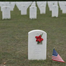 A sorrowful, poignant image capturing the grave and solitary uniform or dog tags of a fallen soldier, representing the ultimate sacrifice for the nation.