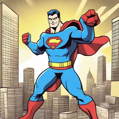 In the cartoon, the superhero channels his energy to defeat the villain and save the city.