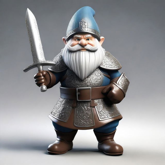 This is a photorealistic image of a gnome knight