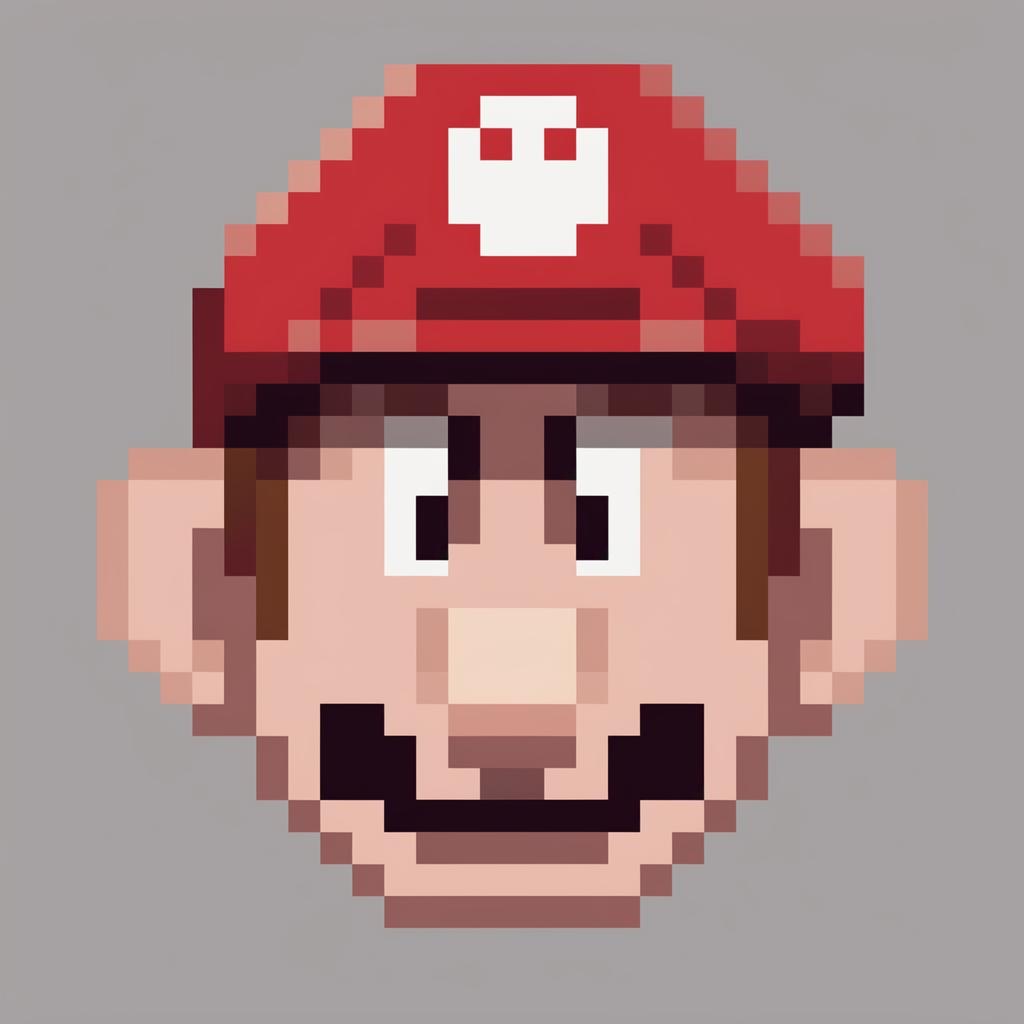 This is a 32x32 pixel art of Mario's face