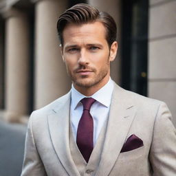 Generate an image of a handsome man in a sophisticated and classy attire.